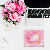 Gros plan d'un Tapis de Souris Pivoine Rose