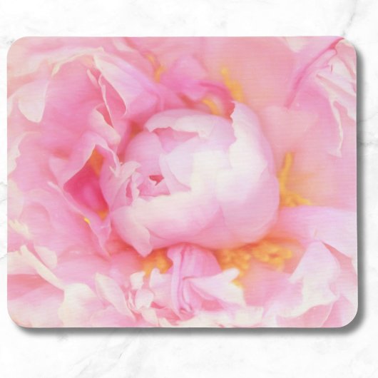 Gros plan d'un Tapis de Souris Pivoine Rose