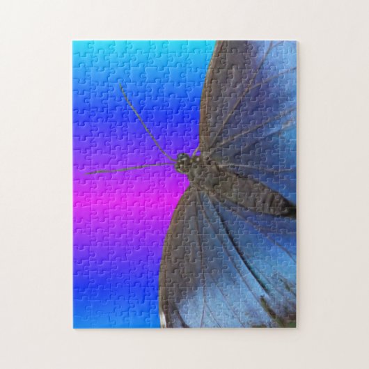 Gros plan Puzzle : Papillon bleu Morpho (Vertical)