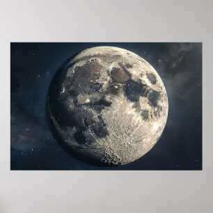 Gros plan sur la lune - Poster lunaire surréaliste