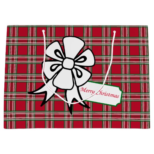 Gros sac cadeau de Noël Bow Red Plaid (Devant)