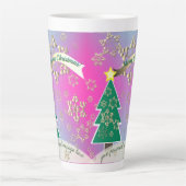 Gros Snowy Purple Arbre de Noël Scène Latte Mug (Devant)