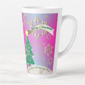 Gros Snowy Purple Arbre de Noël Scène Latte Mug (Droite)