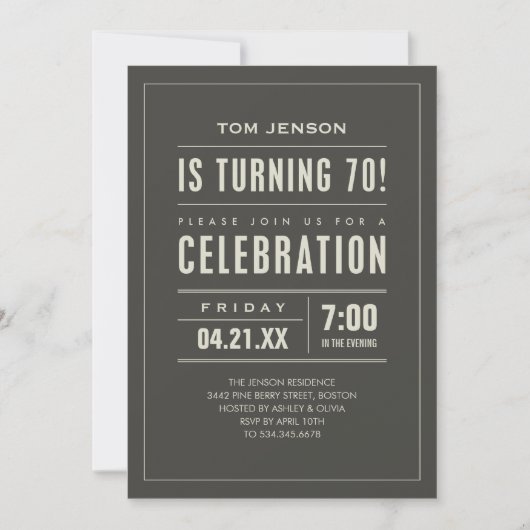 Gros type 70e anniversaire Invitations (Devant)
