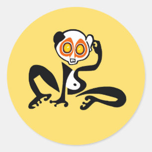 Gros yeux ! Cool mignon LORIS - Sticker jaune