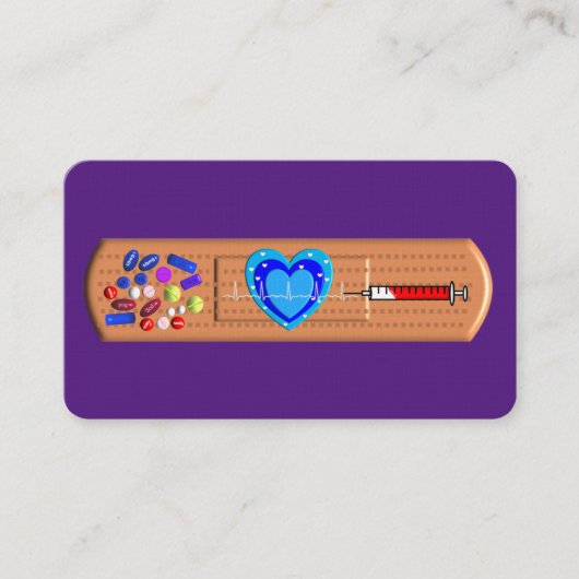Grosse bandière Médicale violette Carte de visite (Devant)
