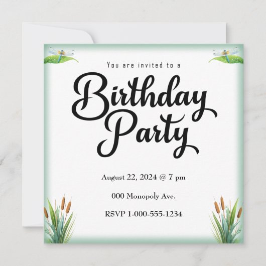 Grosse Bouche Basse Noire Sport Pêche Invitation (Devant)