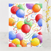 Grosse carte d'anniversaire Ballons colorés (Fleur jaune)