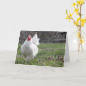 Grosse carte de voeux blanche de poule (Fleur jaune)