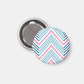 Grosse Chevron Zag en rose et Aqua Magnet (Recto/Verso)