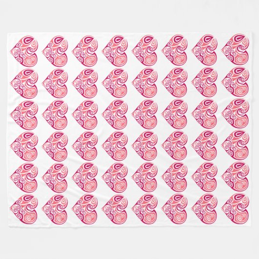 Grosse couverture en polaire - Design de coeur (Devant (Horizontal))
