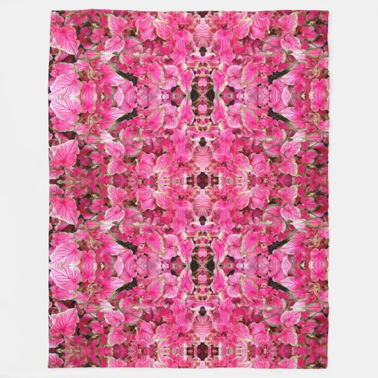 Grosse couverture en polaire Feuilles roses (Devant)