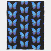Grosse couverture en polaire Papillons bleus/Noir (Devant)