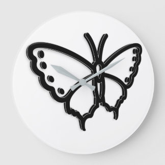 Grosse horloge à papillon noir et blanc