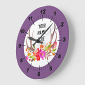 Grosse horloge florale violette (Angle)