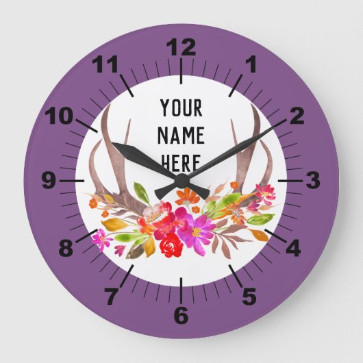 Grosse horloge florale violette (Recto)
