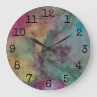Grosse horloge ronde "Pink and Greens" Inkblots