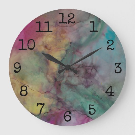 Grosse horloge ronde "Pink and Greens" Inkblots (Recto)