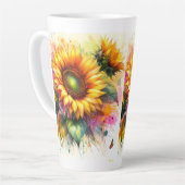 Grosse Mug en latte - Fleurs de soleil (Angle gauche)