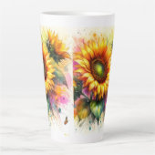 Grosse Mug en latte - Fleurs de soleil (Devant)