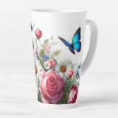 Grosse Mug Latte - Roses, Marguerites, Papillons (Angle droit)