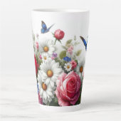 Grosse Mug Latte - Roses, Marguerites, Papillons (Devant)