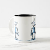 Grosse Mug Robot Wacky — Caractère Bleu Dessiné À (Devant gauche)