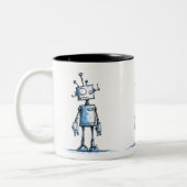 Grosse Mug Robot Wacky — Caractère Bleu Dessiné À (Gauche)