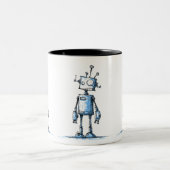 Grosse Mug Robot Wacky — Caractère Bleu Dessiné À (Centre)