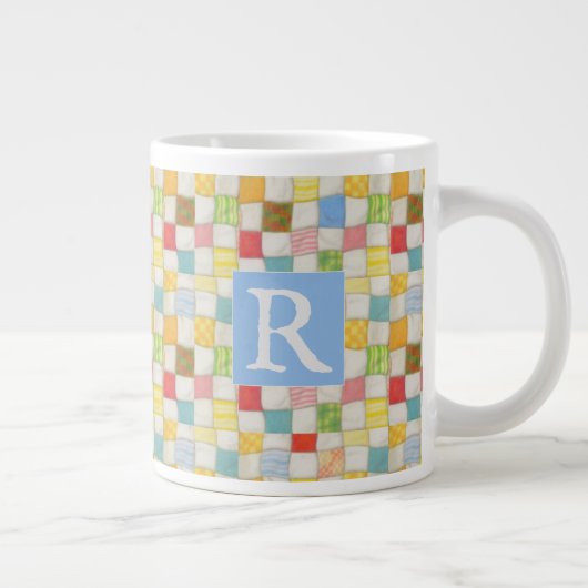 Grosse Mug + Texte / Bleu (Droite)