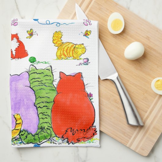 Grosse serviette de Chat-cuisine (Quart Plié)