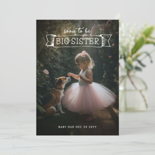 Grosse soeur Faire-part de grossesse (Debout devant)