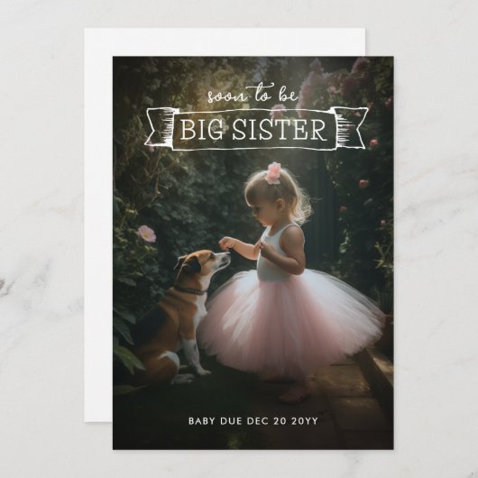 Grosse soeur Faire-part de grossesse (Devant / Derrière)