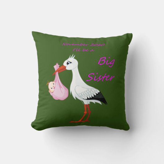 Grosse Soeur Jeter Oreiller Baby Stork Novembre 20 (Recto)