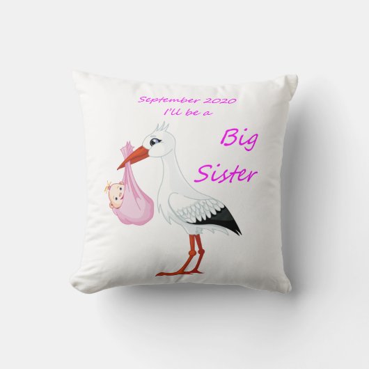 Grosse Soeur Jeter Oreiller Baby Stork Septembre 2 (Recto)