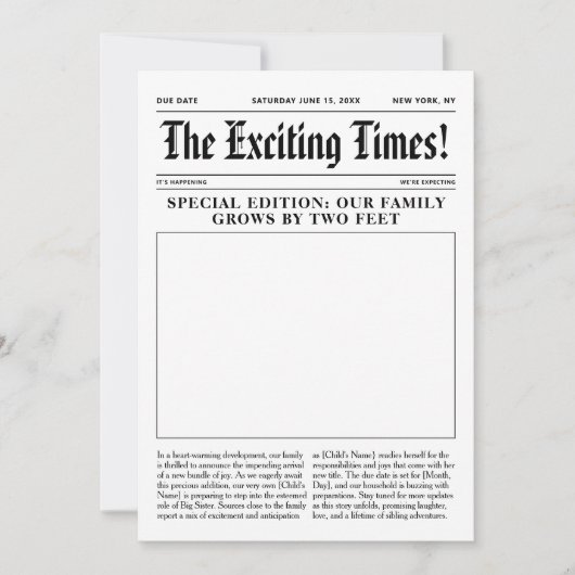 Grosse soeur, journal de Faire-part de grossesse (Devant)