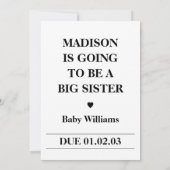 Grosse soeur, journal de Faire-part de grossesse (Dos)