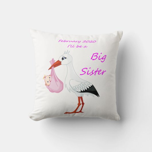 Grosse Soeur Lancer Oreiller Baby Stork Février 20 (Recto)