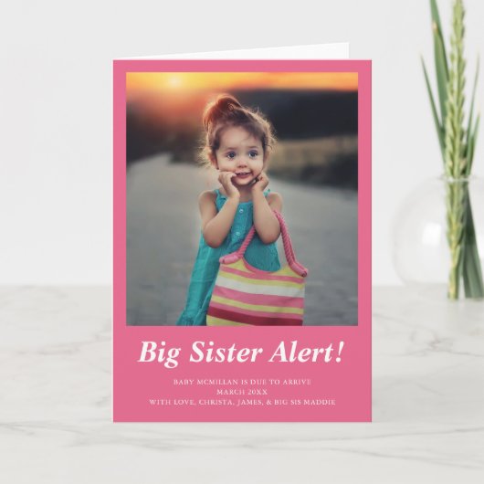 Grosse Soeur Photo Grossesse Faire-part rose (Devant)