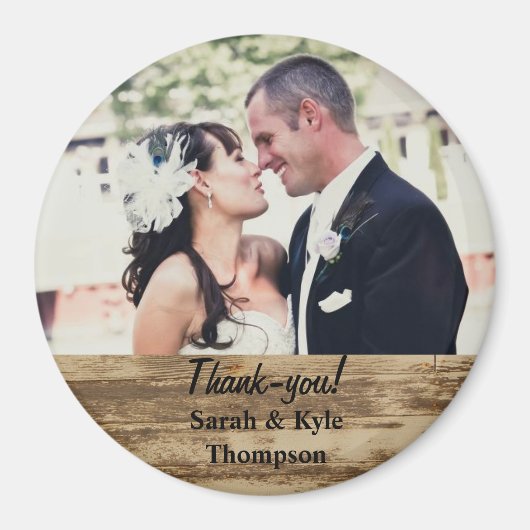 Grosse taille Rustique Mariage Photo Magnet Merci (Devant)