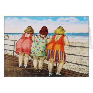 Grosses filles basées vintages à la plage