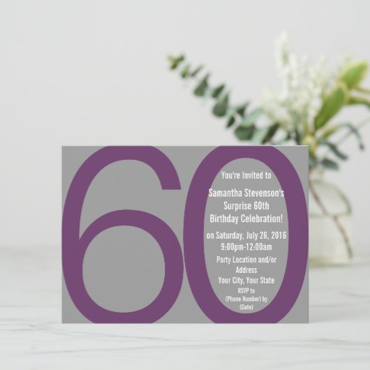Grosses Invitations De Fête 6-0, Gris/Violet (Debout devant)