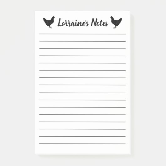 Grosses notes Post-it® personnalisées avec poules  (Devant)
