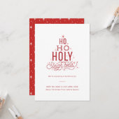 Grossesse de Noël drôle Faire-part Ho Ho Saint (Devant/Arrière en situation)