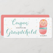 Grossesse Faire-part Corail Turquoise bébé fille (Devant / Derrière)