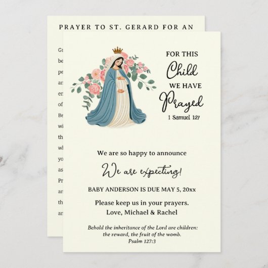 Grossesse Faire-part Prière religieuse (Devant / Derrière)
