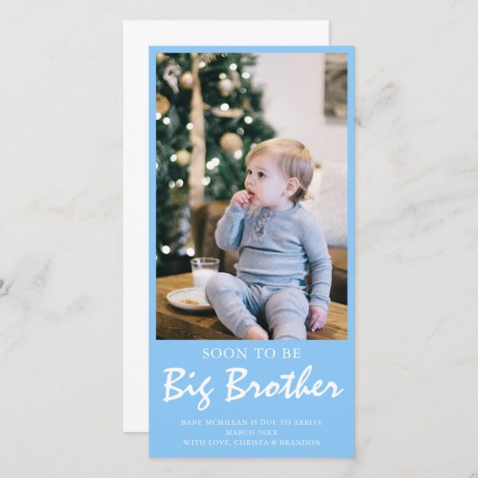 Grossesse photo Big Brother Faire-part bleu (Devant / Derrière)