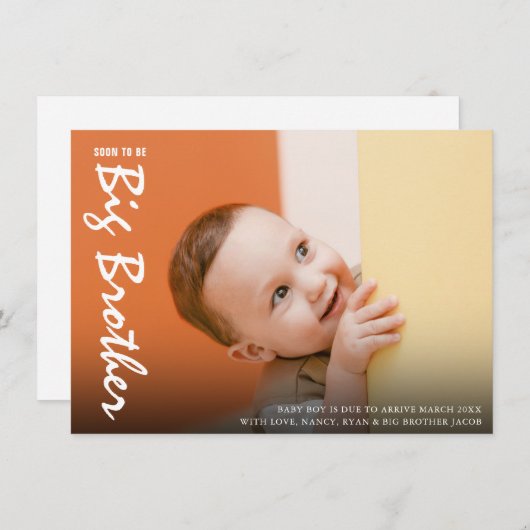 Grossesse photo Big Brother Faire-part moderne (Devant / Derrière)