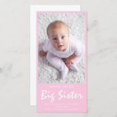 Grossesse photo Big Soeur Faire-part rose (Devant / Derrière)