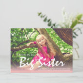 Grossesse photo Big Soeur Faire-part rose (Debout devant)